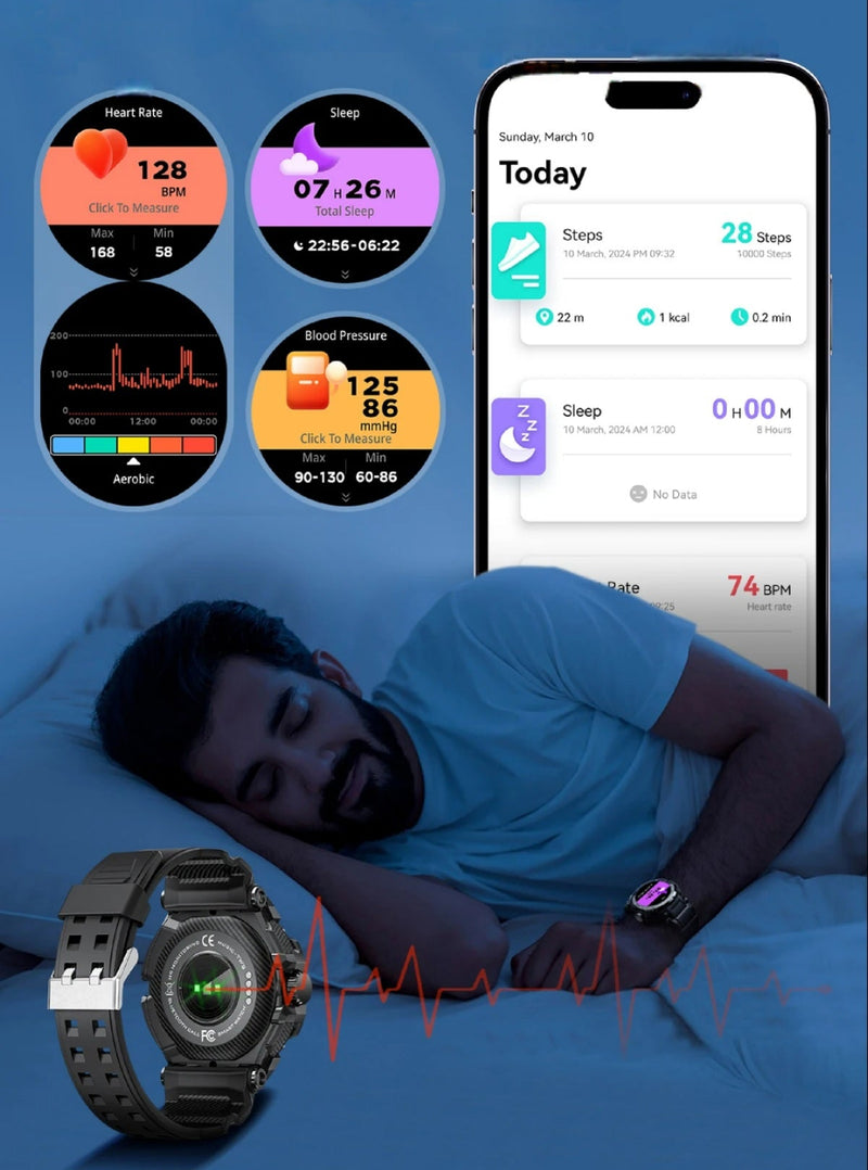 Relógio Masculino 3 em 1 com Fones TWS - Tela AMOLED, IP67, Monitoramento Biométrico, Bluetooth 5.2