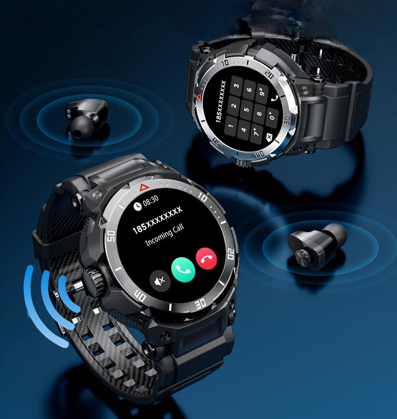 Relógio Masculino 3 em 1 com Fones TWS - Tela AMOLED, IP67, Monitoramento Biométrico, Bluetooth 5.2