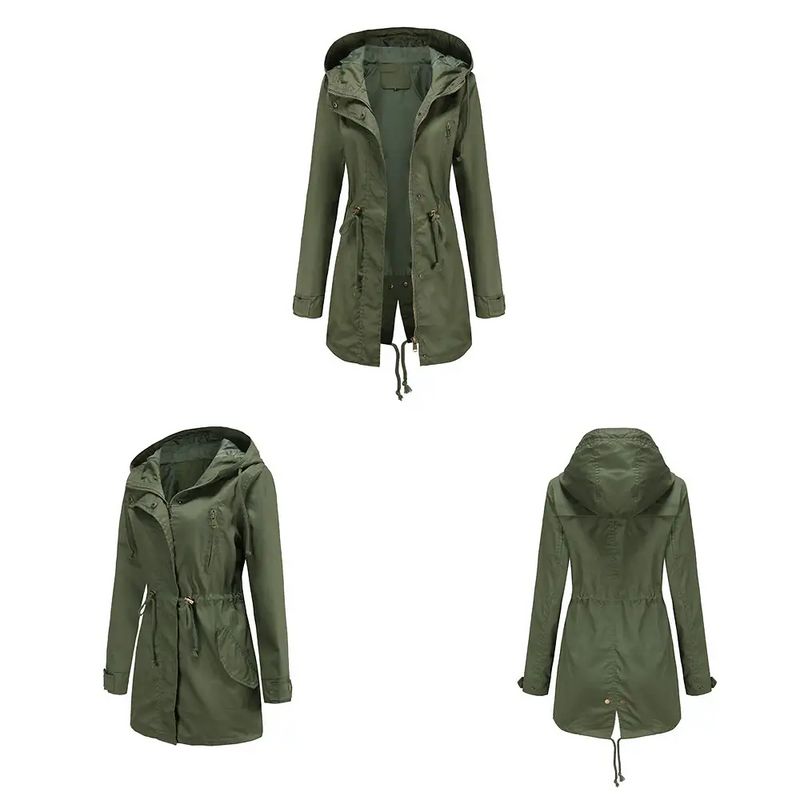 Trench Coat BERNAGARCIA® em Poliéster com Capuz – Elegância Leve para o Dia a Dia