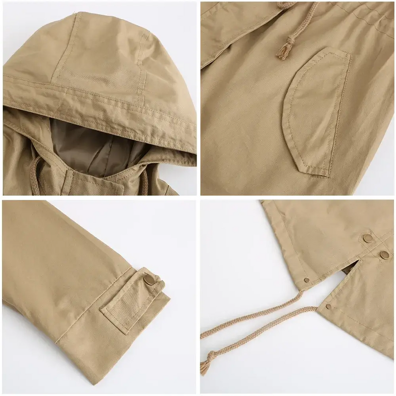 Trench Coat BERNAGARCIA® em Poliéster com Capuz – Elegância Leve para o Dia a Dia