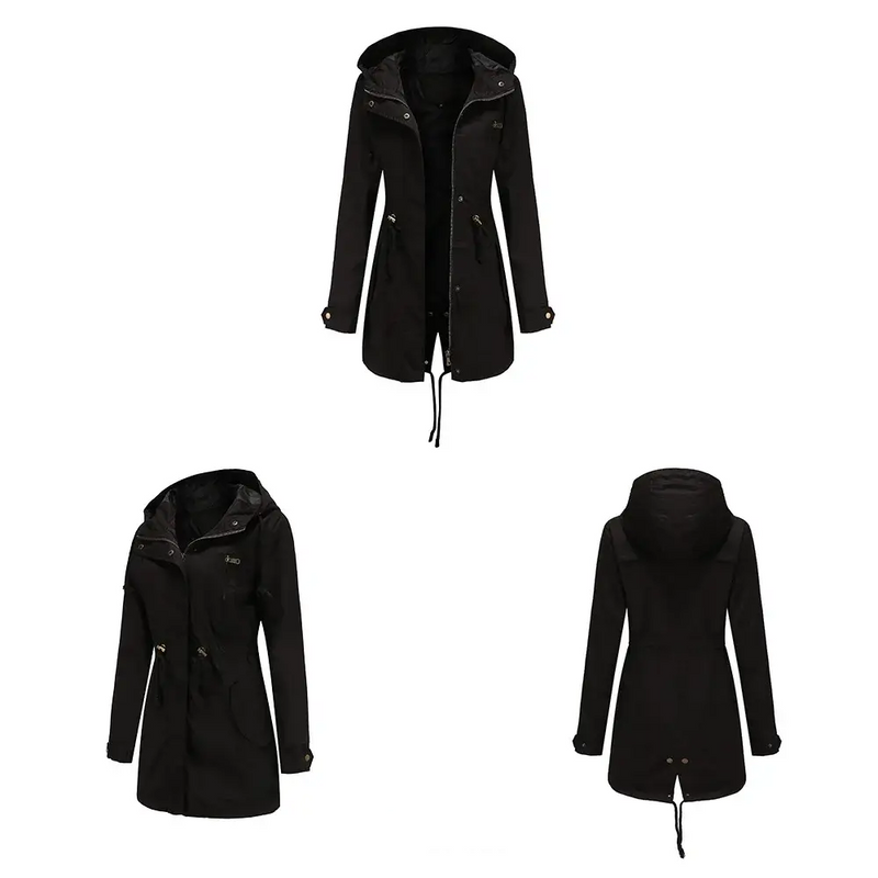 Trench Coat BERNAGARCIA® em Poliéster com Capuz – Elegância Leve para o Dia a Dia