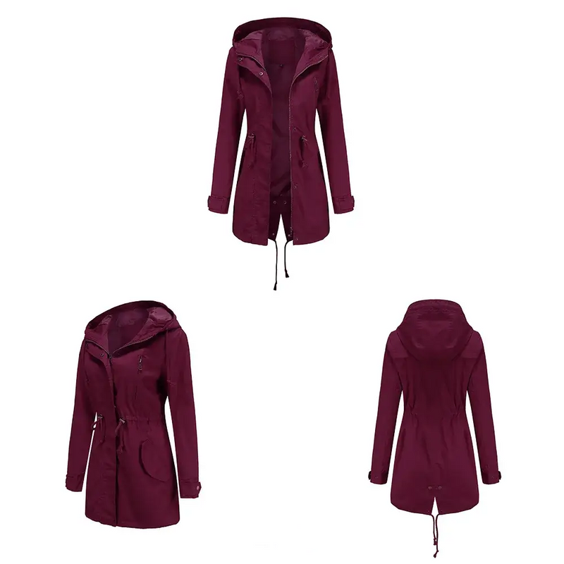 Trench Coat BERNAGARCIA® em Poliéster com Capuz – Elegância Leve para o Dia a Dia