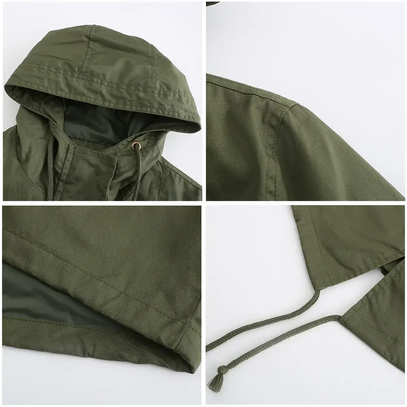 Trench Coat BERNAGARCIA® em Poliéster com Capuz – Elegância Leve para o Dia a Dia