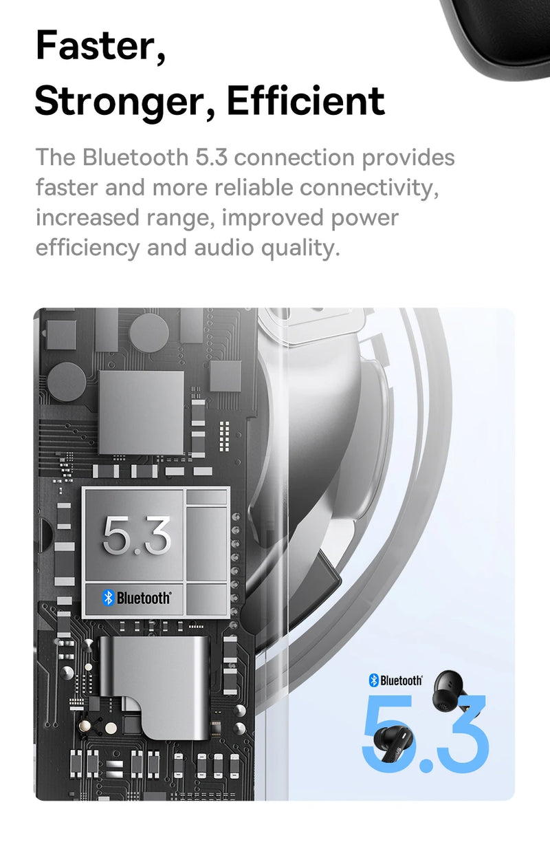 Fones Baseus Bluetooth 5.3: Graves Potentes, Conforto e 33h de Bateria!