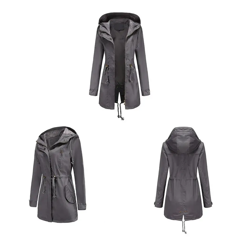 Trench Coat BERNAGARCIA® em Poliéster com Capuz – Elegância Leve para o Dia a Dia