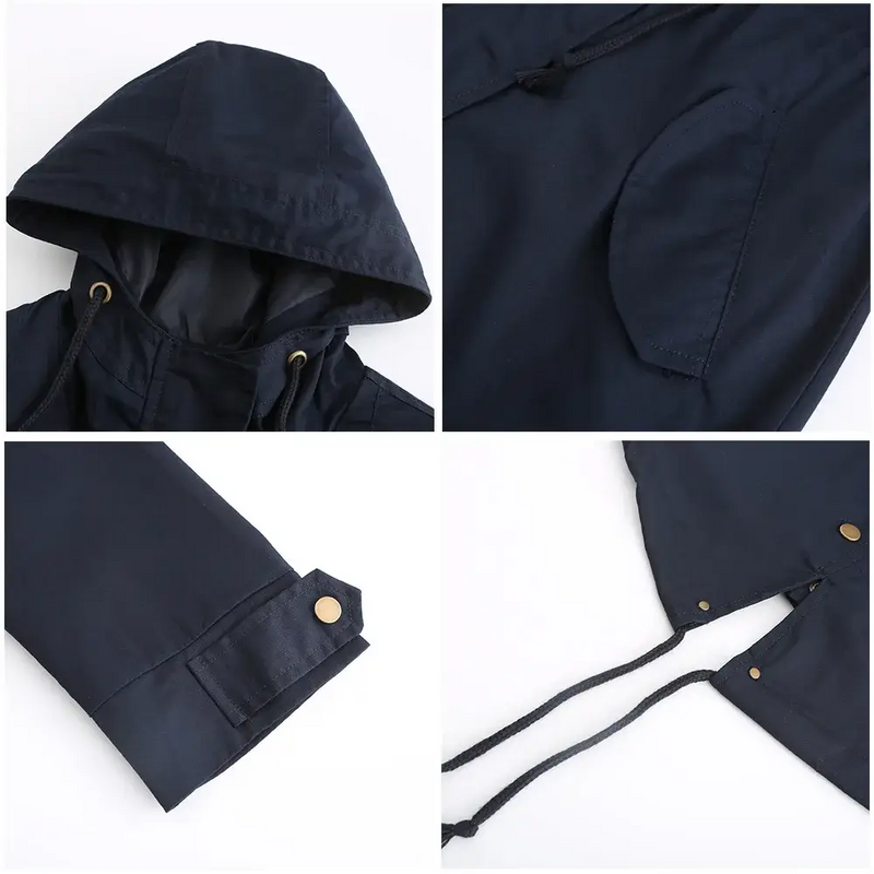 Trench Coat BERNAGARCIA® em Poliéster com Capuz – Elegância Leve para o Dia a Dia