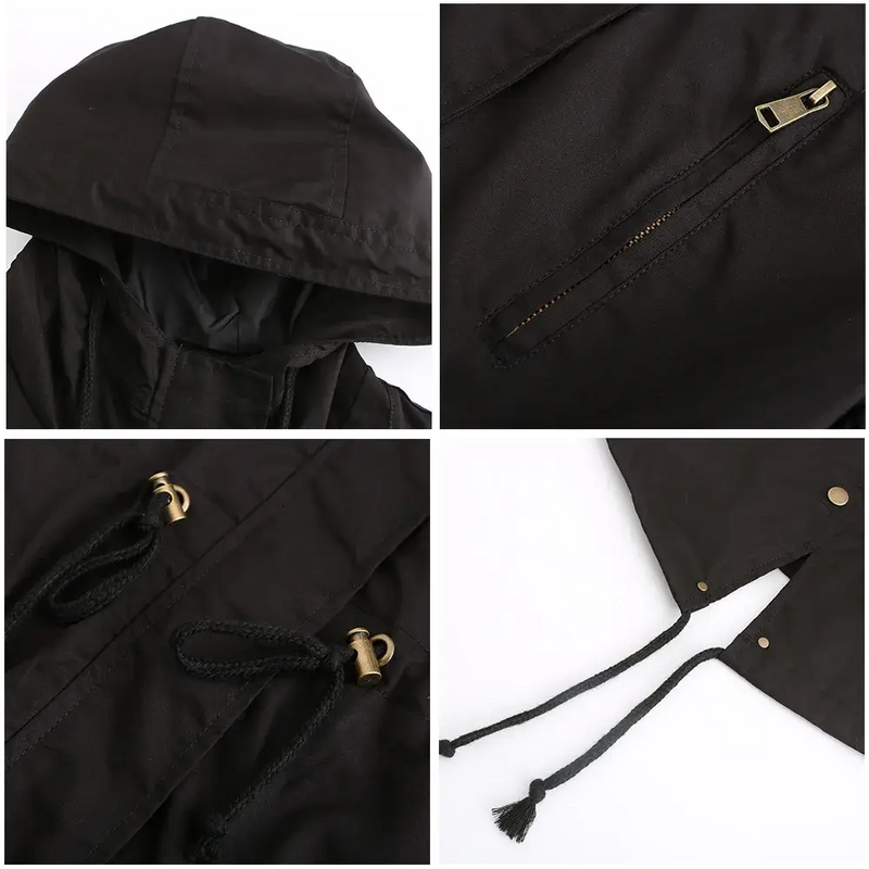 Trench Coat BERNAGARCIA® em Poliéster com Capuz – Elegância Leve para o Dia a Dia