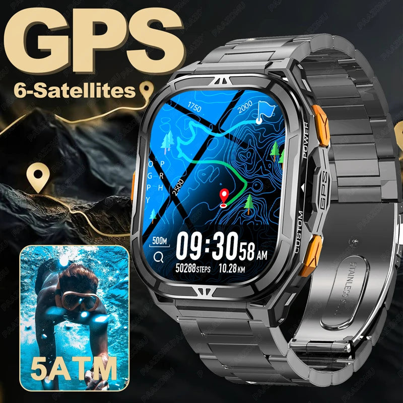 Relógio Inteligente PAAZOMU GPS 2025 - Tela AMOLED HD 50 mm - Resistente à Água 5ATM - Lançamento