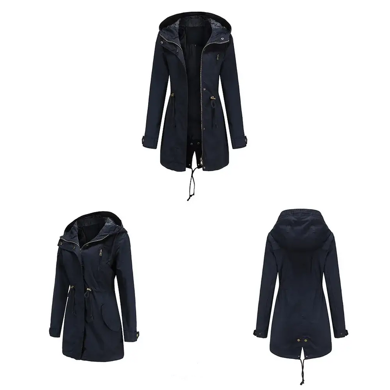 Trench Coat BERNAGARCIA® em Poliéster com Capuz – Elegância Leve para o Dia a Dia