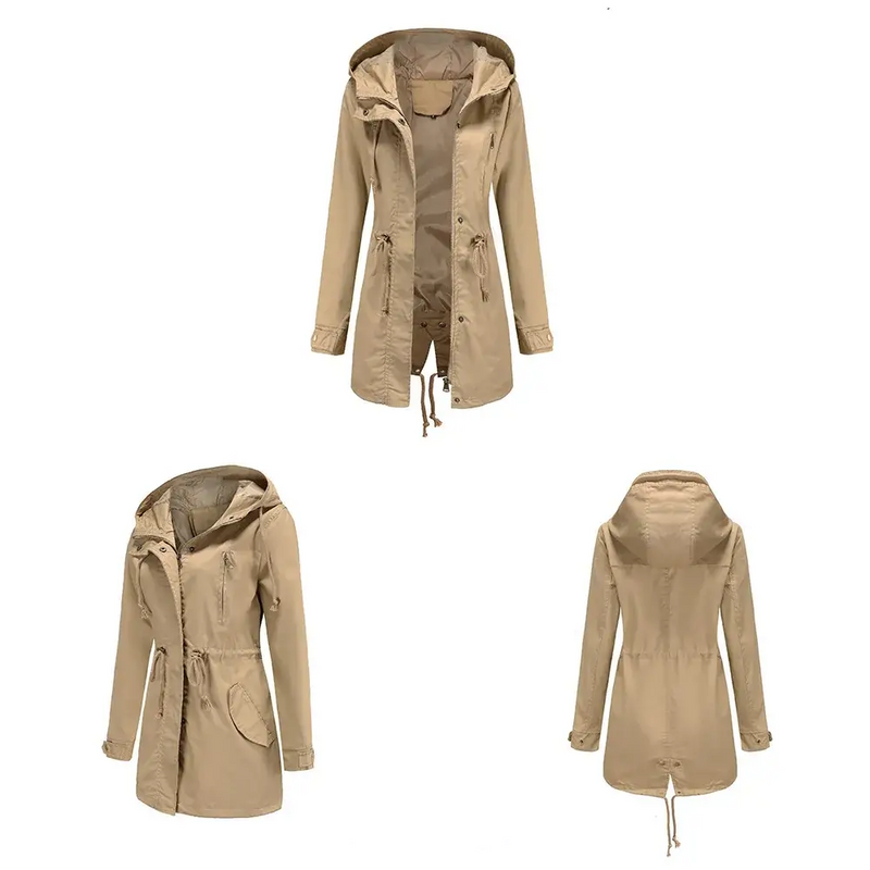 Trench Coat BERNAGARCIA® em Poliéster com Capuz – Elegância Leve para o Dia a Dia