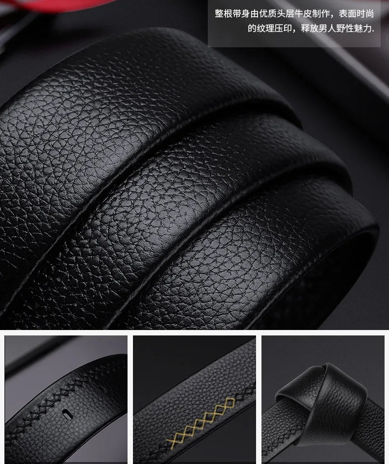 Cinto Masculino de Couro Casual, Fivela Elegante Com Estilo Versátil