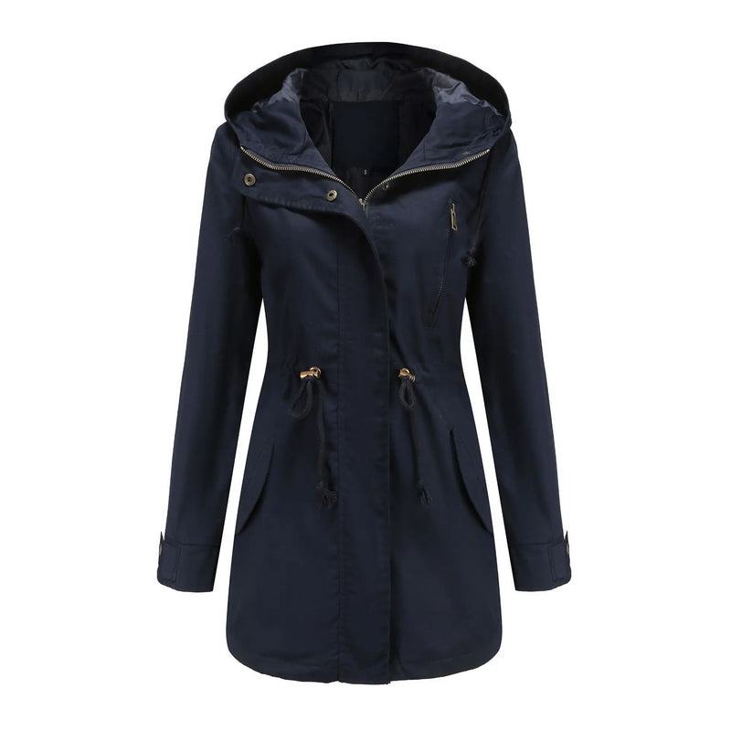 Trench Coat BERNAGARCIA® em Poliéster com Capuz – Elegância Leve para o Dia a Dia