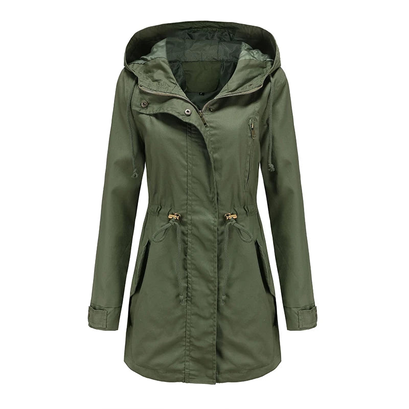 Trench Coat BERNAGARCIA® em Poliéster com Capuz – Elegância Leve para o Dia a Dia