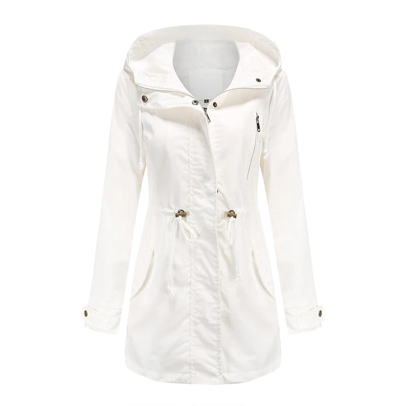 Trench Coat BERNAGARCIA® em Poliéster com Capuz – Elegância Leve para o Dia a Dia