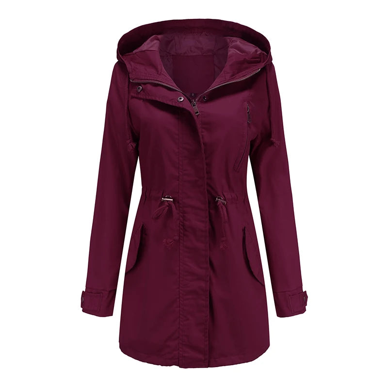 Trench Coat BERNAGARCIA® em Poliéster com Capuz – Elegância Leve para o Dia a Dia